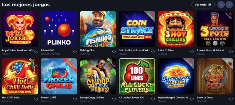 Los mejores juegos de Jokabet Casino